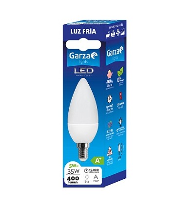 LAMPARA LED VELA 6W E14 220º 470LM 50K BL