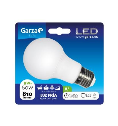 LAMPARA LED STANDARD 9W E27 240º 810LM 65K BL