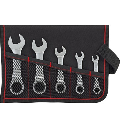 JUEGO DE LLAVES CARRACA RECTO 8- 19MM EXTRACORTO 5 PIEZAS BOLSA ENROLLABLE