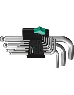 JUEGO LLAVES ALLEN EN SOPORTE DE MANO 9 PIEZAS. 1.5-10MM CORTO PUNTA ESFERICA