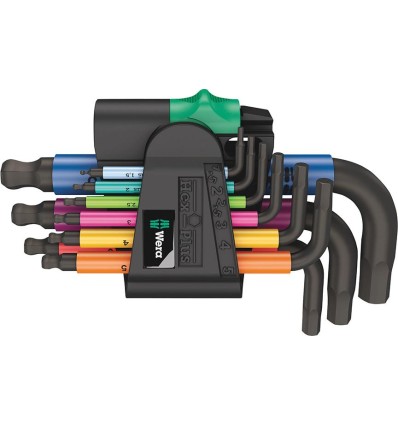 JUEGO LLAVES ALLEN EN SOPORTE DE MANO 9 PIEZAS. 1.5-10MM CABEZA BOLA LACADA