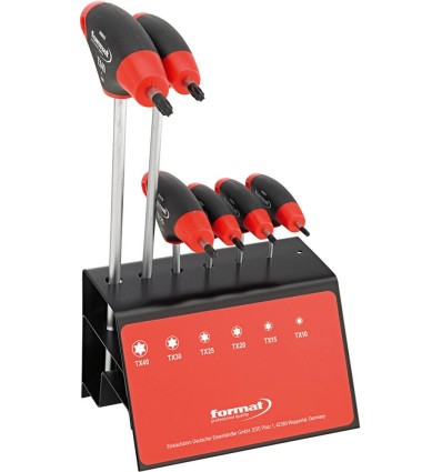 JUEGO DESTORNILLADORES CON JUEGO CON SALIDA LATERAL 7 PIEZAS T10-40 EN SOPORTE