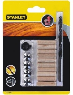 ENSAMBLAJE MAD CON BROCA. ESPIGAS Y TOPE 8MM JUEGO STANLEY