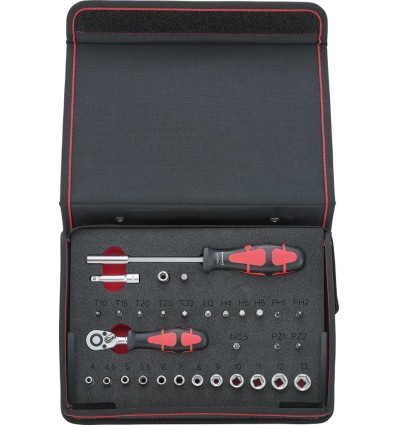 JUEGO. LLAVES VASO 1/4 PULGADAS 31 PIEZAS EN FUNDA NYLON