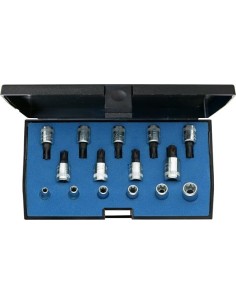 JUEGO VASOS 1/4 PULGADAS E4-E10X MM T8-40X MM 15 UNIDADES
