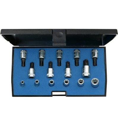 JUEGO VASOS 1/4 PULGADAS E4-E10X MM T8-40X MM 15 UNIDADES