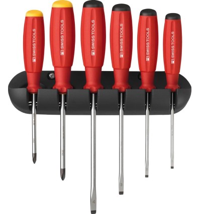 JUEGO DESTORNILLADORES 6 PIEZAS PLANO PH EN SOPORTE MURAL SWISSGRIP