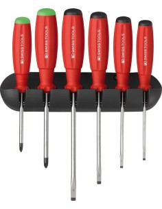 JUEGO DESTORNILLADORES 6 PIEZAS PLANO PZ EN SOPORTE MURAL SWISSGRIP