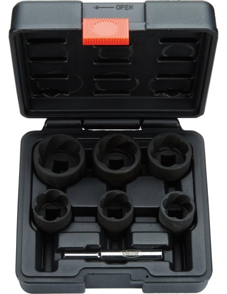 JUEGO EXTRACTORES TORNILLOS RANURA ESPIRAL 1/2 PULG EYECT 7 PZAS 21-32MM MALETIN