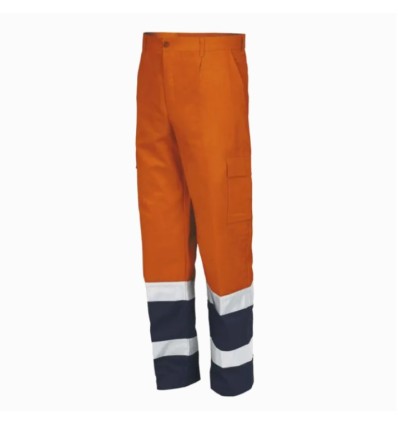 Pantalón alta visibilidad con bandas naranja/marino AV 8430N