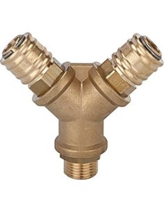 DISTRIBUIDOR DE LATON CON 2 ACOPLAMIENTOS ROSCA MACHO RE G 1/4 PULGADAS