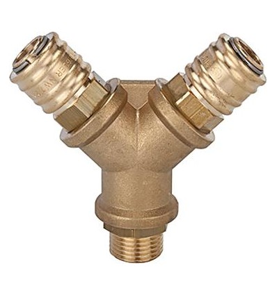 DISTRIBUIDOR DE LATON CON 2 ACOPLAMIENTOS ROSCA MACHO RE G 1/4 PULGADAS