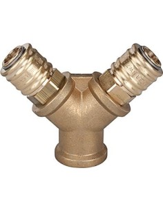 DISTRIBUIDOR DE LATON CON 2 ACOPLAMIENTOS CON ROSCA HEMBRA RI G1/4 PULGADAS