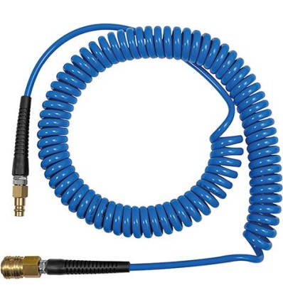 MANGUERA EN ESPIRAL PU AZUL CON ACOPLAMIENTO Y CONECTOR AN7.2 10X6.5MM METAL 6M