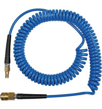 MANGUERA EN ESPIRAL PU AZUL CON ACOPLAMIENTO Y CONECTOR AN7.2 12X8MM METAL 10M