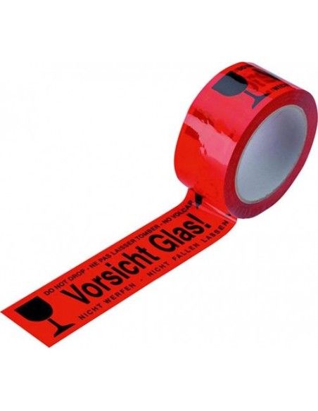 CINTA ADHESIVA PVC 50MMX66M «CUIDADO CRISTAL» 4 IDIOMAS