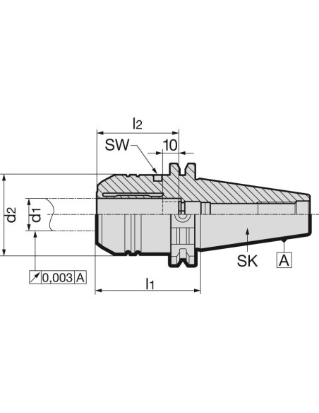 MANDRIL SUJECION DILATACION DIN69871ADB SK40 20X64.5 MM PESADO