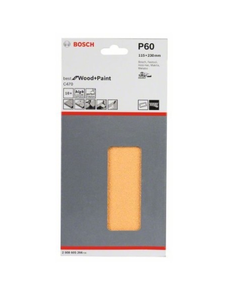Papel de lija para orbital 93x186 mm 8 orificios 10 ud mod C470