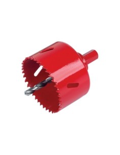 Corona perforadora bimetal con husillo y broca guía
