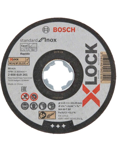 Disco de corte inox sistema X-LOCK STANDARD