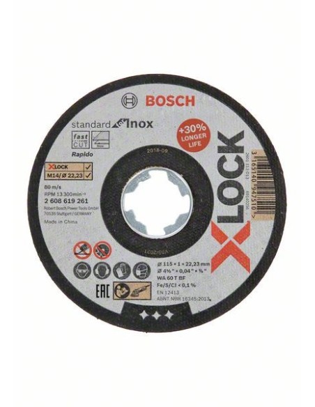 Disco de corte inox sistema X-LOCK STANDARD