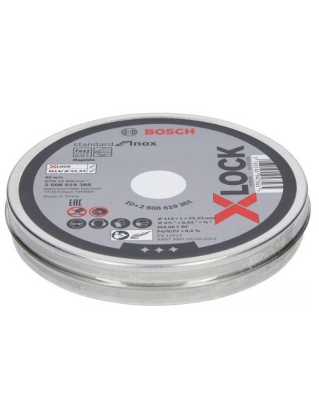 Lata 10 discos de corte inox sistema X-LOCK STANDARD