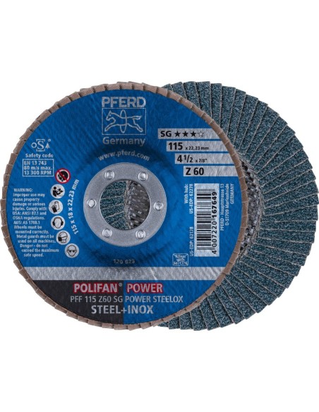 Disco de láminas circonio plano alto rendimiento SG POWER STEELOX 115mm