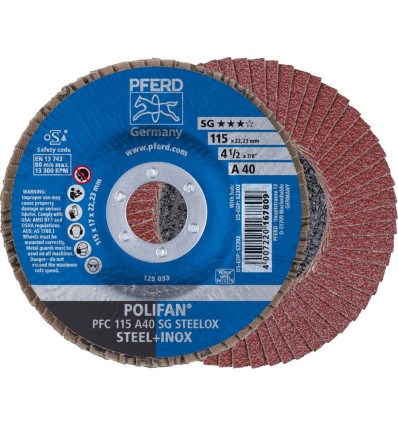 Disco de láminas corindón plano alto rendimiento SG STEELOX 115mm