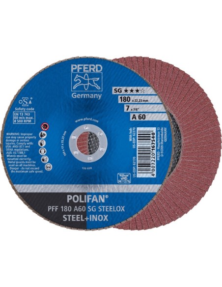 Disco de láminas corindón plano alto rendimiento SG STEELOX 115mm