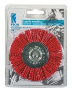 Cepillo ondulado nylon con espiga para taladro