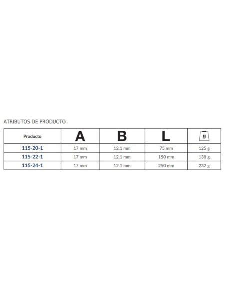 Alargadera con cuadrado conductor de 3/8" modelo 115
