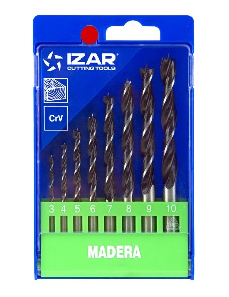 Juego de brocas para madera con punta de centrar