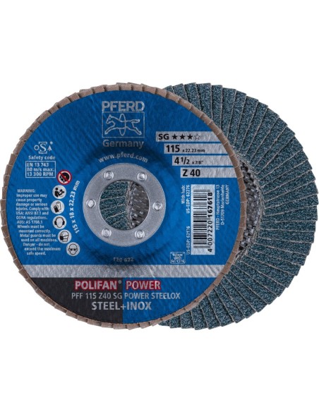 Disco de láminas circonio plano alto rendimiento SG POWER STEELOX 125mm