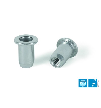 Tuerca remachable acero cabeza ancha lisa