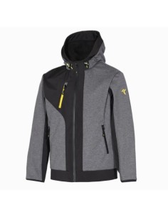 Chaqueta softshell con capucha gris/negra RUSH