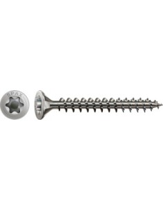 Tornillo madera cabeza plana huella Torx rosca completa INOX A2 en mini caja