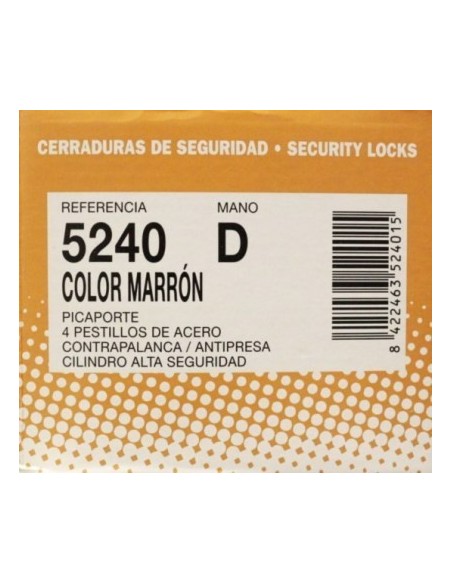 Cerradura seguridad sobreponer marrón entrada 70 mm 88x40 mm 5240-70