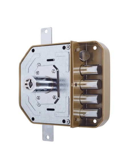 Cerradura seguirdad sobreponer esmaltada oro 9000