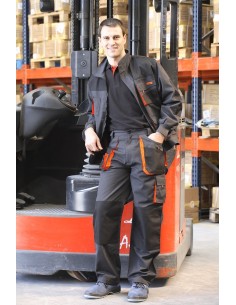 Pantalón multibolsillo gris/negro/naranja TOP RANGE 961