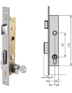 Cerradura embutir metálica mod 1984 frente inoxidable