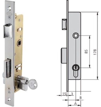 Cerradura embutir metálica mod 1984 frente inoxidable