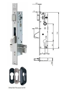 Cerradura perfil metálico estrecho 4216BE frente inoxidable