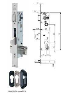 Cerradura perfil metálico estrecho 4219BE frente inoxidable