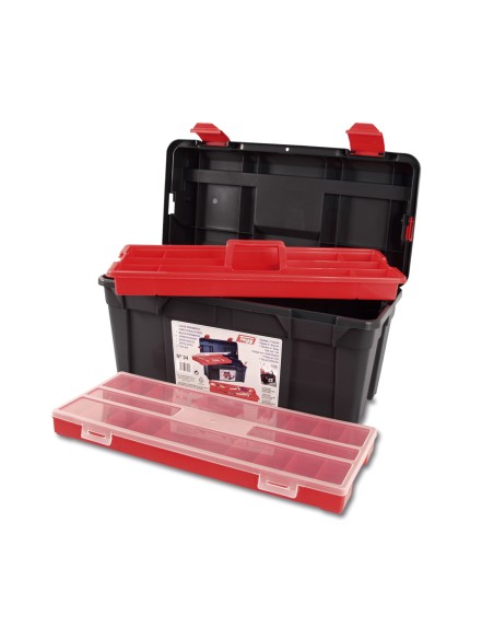 Caja de herramientas de plástico con estuche y bandeja mod 30