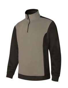 Sudadera cuello cremallera beige/negro 105703
