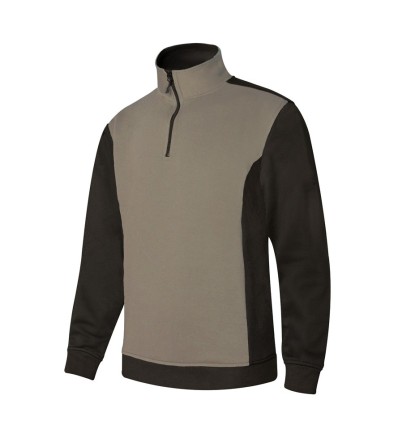 Sudadera cuello cremallera beige/negro 105703