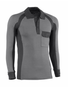 Polo manga larga gris/negro FLEX 671