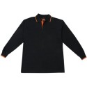 Polo manga larga negro/naranja 618