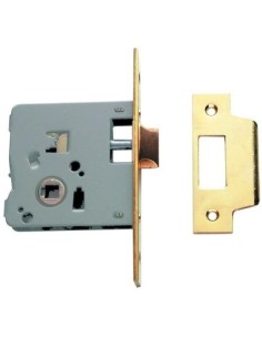Cerradura puerta madera embutir latonado canto cuadrado