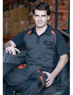 Polo manga corta negro/naranja 964T